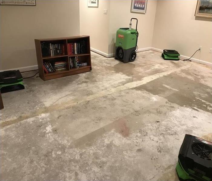 Floor undergoing water remediation