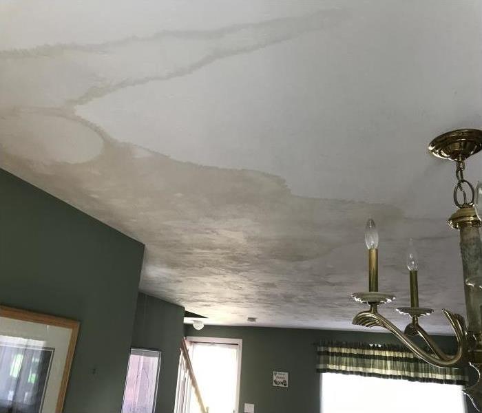Water damage to a ceiling